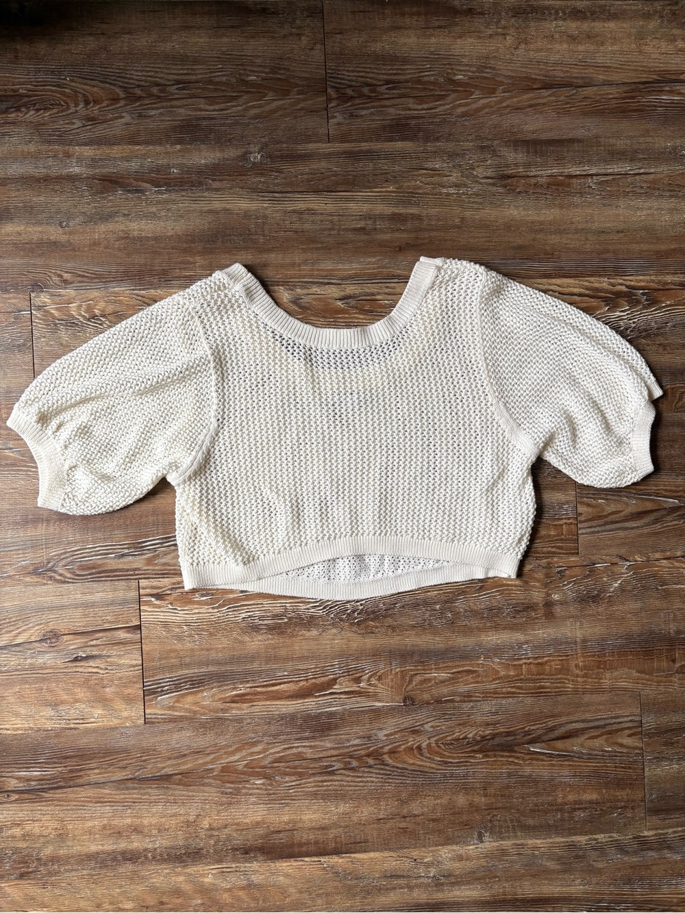 O'Neill Open-Knit Crochet Cream Erin Cropped Coverup Top